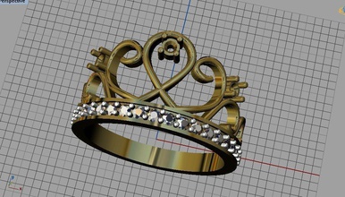 crown ring jewelry diamond jewellery gold silver printable 3dprint fasion rings 3d print model - Mito3D