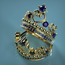 coroa anel jóias ouro diamante de prata printable jóia branco da forma engagem casamento gem o engajamento moda beleza 3d 3dmodel rhino anéis 3d print model - Mito3D