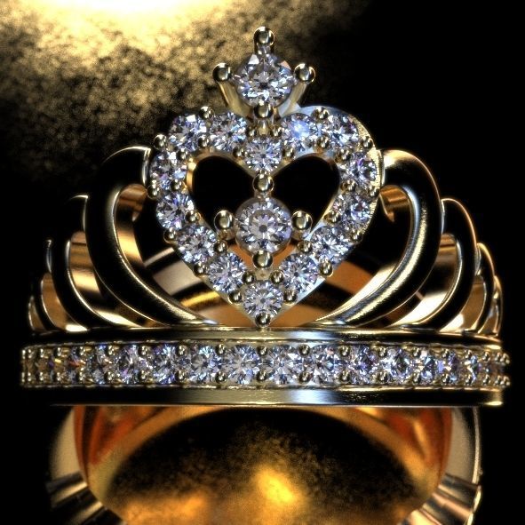 krone ring silber gold drucken druckbar platin sterling engagem diamant engagement hochzeit schmuck mode schönheit brillant 3d 3model ringe 3D print model - Mito3D