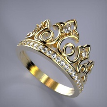 la couronne de l'anneau bijoux le plâtre royal moulage princesse gem bague en diamant brillant 3d 3dmodel reine d'argent or platine livre sterling l'engagement mode roi les anneaux 3d print model - Mito3D