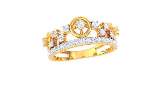 crown ring - 101 rings wedding engagement jewel jewellery diamond printable gold jewelry silver platinum luxury precious 3d print model - Mito3D