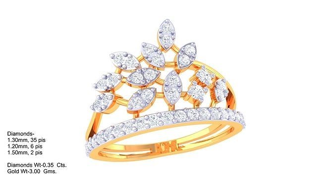 corona squillare 40 anelli nozze Fidanzamento gioiello gioielleria diamante stampabile oro argento platino lusso prezioso 3D print model - Mito3D