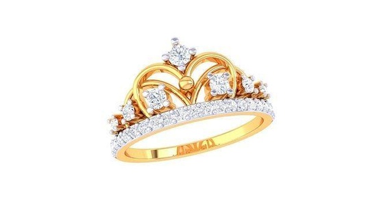 crown ring - 4 rings wedding engagement jewel jewellery diamond printable gold jewelry silver platinum luxury precious 3d print model - Mito3D