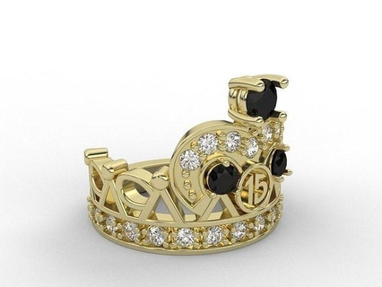 coroa anel 15 joalheria argolas ouro diamante imprimível jóias Casamento brilhante noivado moda prata beleza cafajeste quilate 3d print model - Mito3D