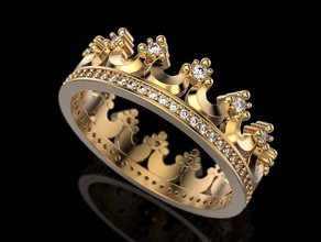 coroa anel 2 jóias o rei princesa imprimir 3dprinted printable anéis design jóia de ouro a moda printabl impressão prototipagem prata casamento 3d print model - Mito3D