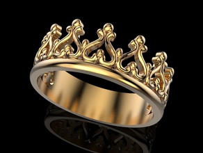 crown ring 3 plus many sizes jewelry print 3dprinted jewellery printable rings design jewel golden fashion printabl printing gold prototyping silver wedding 3d print model - Mito3D