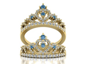 la corona del anillo de impresión 3d modelo 0217 joyería crownring princesa los diamantes fashionring boda theknot bluenile brillianthearth goldring 3dprintable buyring estados unidos canadá israel plata anillos 3d print model - Mito3D
