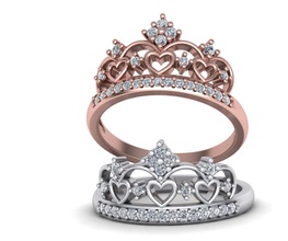 0227 taç ring 3d yazıcı modeli takı 3dprintable yüzük en iyi crwon Prenses narin altın yazdırılabilir Gümüş Anneler Günü elmas düğüm Kanada ABD İsrail 3dring 3d print model - Mito3D
