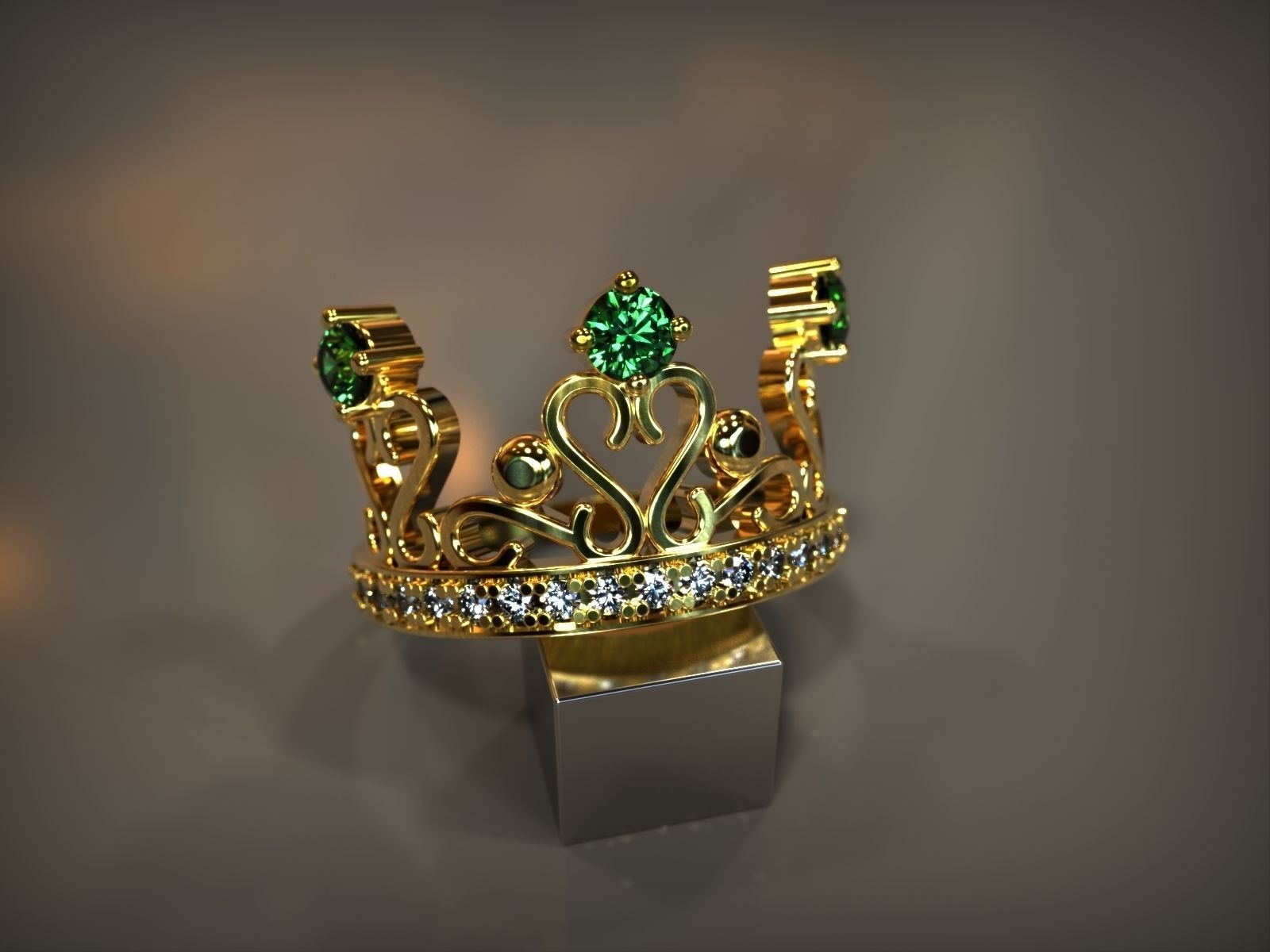 la corona del anillo de impresión 3d modelo tiara vendimia joyería stl 3dm oro joya plata gem boda el diamante platino compromiso piedras preciosas esmeralda las gemas los anillos imprimible prototipo 3D print model - Mito3D