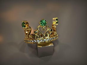 couronne anneau 3d pour imprimer le modèle tiara de bijoux vintage stl 3dm la or l'anneau joyau d'argent gem mariage diamant platine l'engagement pierre précieuse l'émeraude les pierres précieuses anneaux imprimable d'impression prototype diadème 3d print model - Mito3D