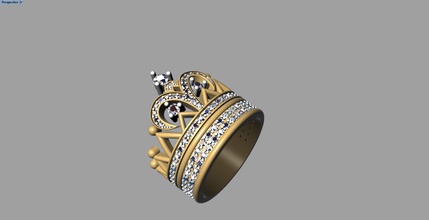 couronne bague 3dm diamant Krown bijoux gemme bijou anneaux argent brillant mode or engagement pendentif Collier vêtements 3d print model - Mito3D