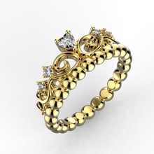 crown ring 3 jewelry rings jewel engagement diamond jewellery gold precious wedding band diamonds gems gemstone 3d print model - Mito3D
