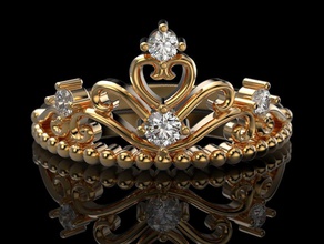 corona anillo de 4 la joyería impresión 3dprinted imprimible los anillos diseño joya oro moda printabl otros creación prototipos plata 3d print model - Mito3D