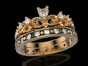 coroa anel 5 - diversos tamanhos jóias imprimir 3dprinted printable anéis o design jóia de ouro a moda printabl impressão prototipagem prata casamento rei rainha 3d print model - Mito3D