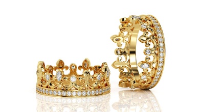corona anello di banda r ba 0064 gioielli brillante ciondolo usa il canada europa fidanzamento matrimonio 14k design moda argento oro gioiello curve orecchino la anelli 3d print model - Mito3D