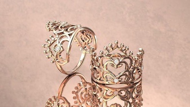 coroa anel joalheria Projeto moda ouro argolas imprimível diamante Casamento gema noivado beleza cafajeste platina esterlina prata 3d print model - Mito3D