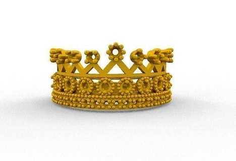 Krone Ring Dame c3d Ringe Schmuck Gold Diamant druckbar Silber Juwel brillant 3d print model - Mito3D