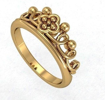 Krone Ring einfach Schmuck Gold druckbar Silber Sterling cad Mode engagem Engagement Hochzeit Weiß Schönheit Kleidung Ringe 3d print model - Mito3D