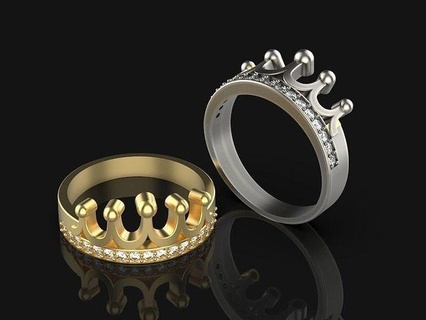 taç yüzük gümüş altın 3d model Yazdır takı yazdırılabilir elmas yüzükler parlak moda düğün mücevher nişan Elizabeth 3d print model - Mito3D