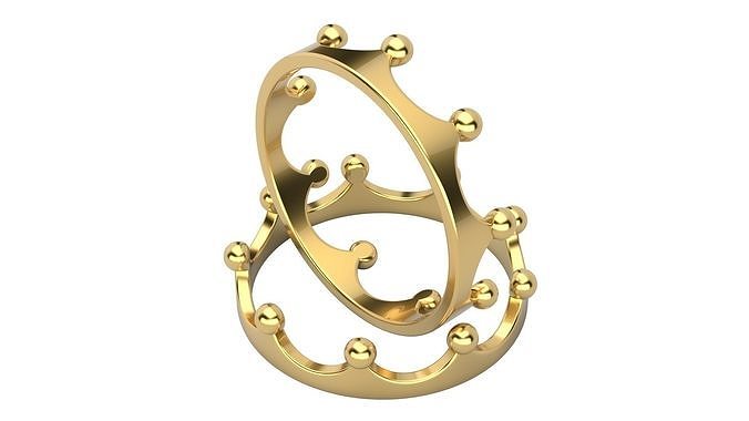 couronne bague v1 or argent platine sterling imprimable bijoux l'amour mariage anneaux 3D print model - Mito3D