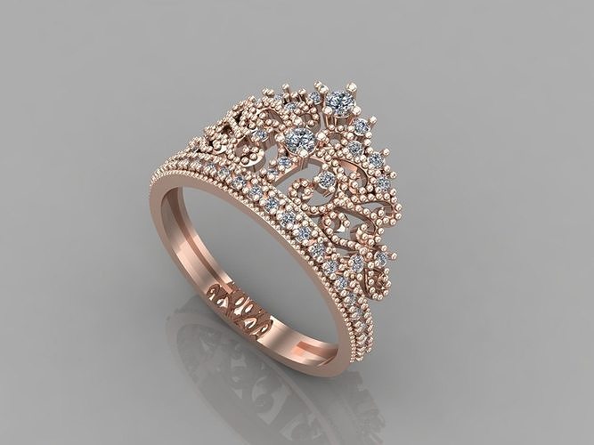 couronne bague femmes anneaux stl 3dm diamant or femmesbagues bijoux conception argent imprimable moderne mode fusion beauté sterling femme brillant rendre 3D print model - Mito3D