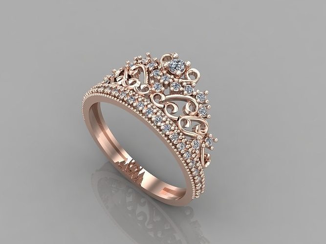 crown ring womens rings women stl 3dm crownring diamondring gold womenrings jewelry design silver printable modern fashion fusion beauty sterling womenring shining render 3D print model - Mito3D