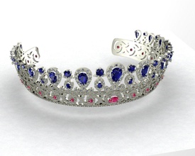 tiare diadème couronne cristal filles bijoux princesse brillant gemme fée mariage conte précieux coiffure elizabeth mode tête 3d print model - Mito3D