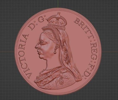 couronne victoria voilé souverain monnaie soulagement conception reine argent pièces or Elizabeth art badges 3d print model - Mito3D