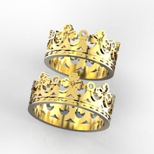 crown wedding bands 2 jewelry ring rings diamond jewellery gold gems precious diamonds gemstone gemstones jewel 3d print model - Mito3D