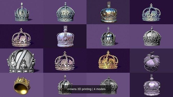 crowns 3d printing great queen king royal britain crown gold tiara jewelry royalty gem shining luxury vintage silver printable bulgarian austrian games toys 3d print model - Mito3D