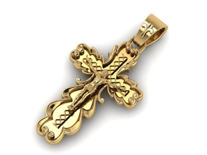 crucifix cross 3 gold jewelry shining precious ring decoration silver pendants 3d print model - Mito3D