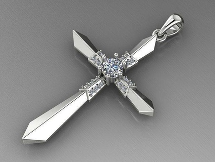crucifix traverser 4 traverser or argent bijoux pendentif bague boucles d'oreilles calcul scanné 3d modèles pendentifs bijoux pendentif 3d print model - Mito3D