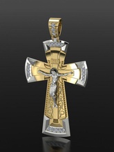kruzifix kreuz 5 ring silber juwel schmuck drucken ausführung diamant edelstein hand mode anhänger 3d print model - Mito3D