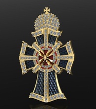 crucifix cross 6 jewelry stones pendant enamel diamond gold rings 3d print model - Mito3D