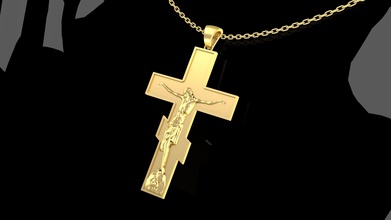 crucifix pendentif bijoux or argent imprimable diamant bijou gemme statue Jésus sculpture pendentifs 3d print model - Mito3D