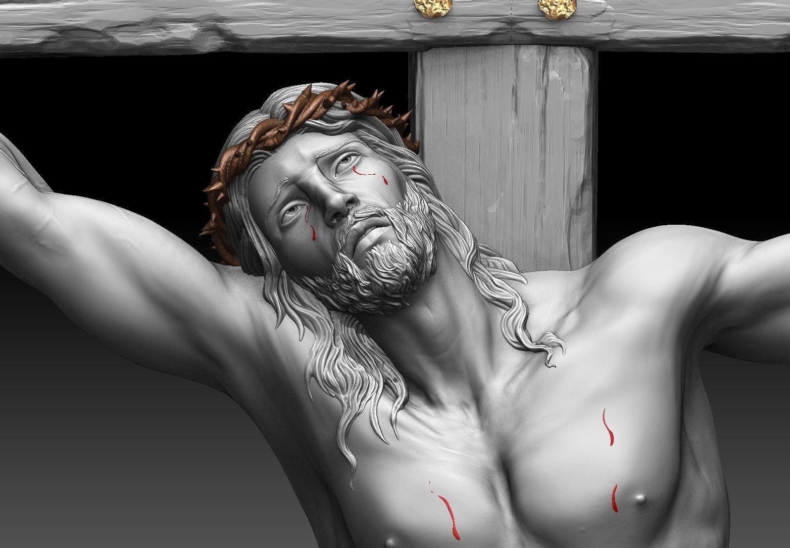 crucifixion of jesus christ sculpture statue nazareth orthodox religiou object jesu blessed golgotha cnc religious art sculptures cathedral 3D print model - Mito3D