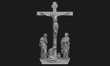 crucifixion scène bas relief religion dieu jésus christ saint john bijoux cnc vierge marie traverser crucifix apôtre pendentif médaillon mère religieux christian art sculptures 3d print model - Mito3D