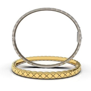 écraser bracelet 16 17 18 cm or bijoux Chanel imprimable coco 5mm lumière mode boîte carré bracelets 3d print model - Mito3D