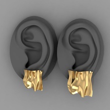 écrasé or boucles d'oreilles 0151 argent imprimable sterling bijou bijoux mode beauté minimal polonais boucle d'oreille carré unique conception d'or fille 3d print model - Mito3D