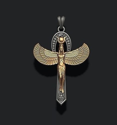 coşku ansata isis kolye mısır çapraz ankh sembol muska din anubis bastet horus sfenks firavun piramit takı giyim mısırlı tanrı tanrıça kanat 3d print model - Mito3D