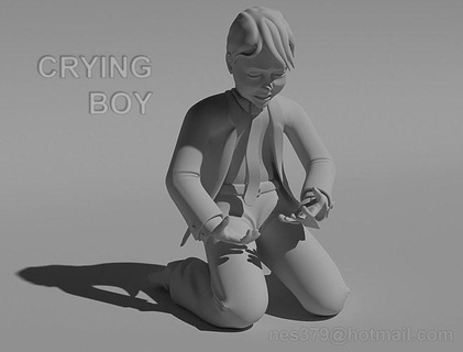 ağlama oğlan ağlamak Yas tutmak cefa duygular Sanat heykeller 3d print model - Mito3D