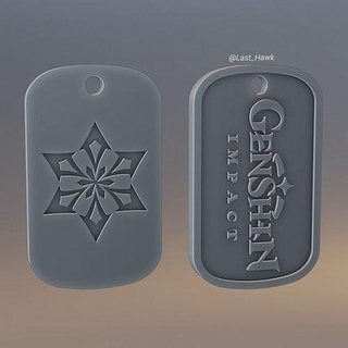 cryo dogtag genshin impact cosplay game talisman accessories amulet medalion dogtad keychain games toys 3d print model - Mito3D
