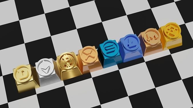 criptomoeda logotipo 2 conjunto 8 keycaps mecânico teclados btc teclado acessórios tecla arte eth sol xrp cripto xmr doge bnb ltc bitcoin ethereum dogecoin logotipos jogos brinquedos 3D print model - Mito3D