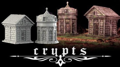 crypts set of miniature buildings crypt gothic edinburgh cemeteries zombie undead horror fantasy tombstone cemetery grave creature medieval cathedral gravestone burial mausoleum church accessories games toys game 3d print model - Mito3D