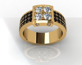 ct anel de ouro jóias os homens diamante pedra preciosa ruby anéis 3d print model - Mito3D