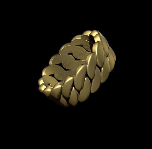 cuba chain ring gold diamond gent men jewel jewells jewellery chainring 3dprint printable silver fashion knot love bracelet jewelry rings 3D print model - Mito3D