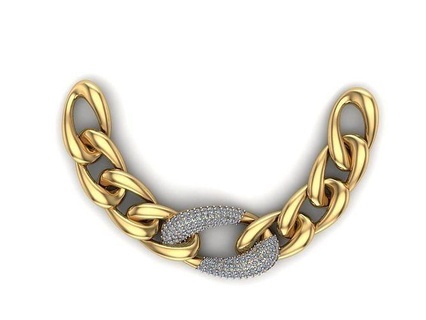 cuban chain - gold silver necklace printable diamond link miami 3d bracelets jewelry necklaces 3d print model - Mito3D