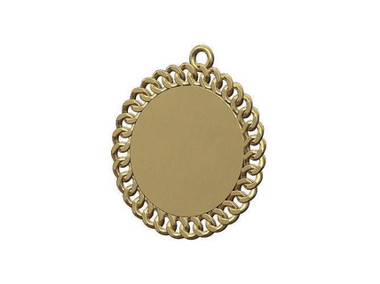 cuban chain 25mm round coin pendant jewelry printable gold silver jewellery necklace luxury bling fashion vintag engravable 3d model link pendants 3d print model - Mito3D