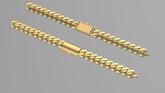 cuban chain 5 mm gold jewelry silver necklace bracelet jewellery printable wedding pendants 3d print model - Mito3D