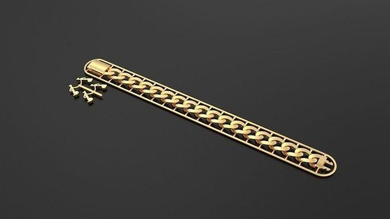 cuban chain bracelet 05 cuban chain bracelet silver gold jewelry jewel jewellery printable hip hop bracelets  3d print model - Mito3D